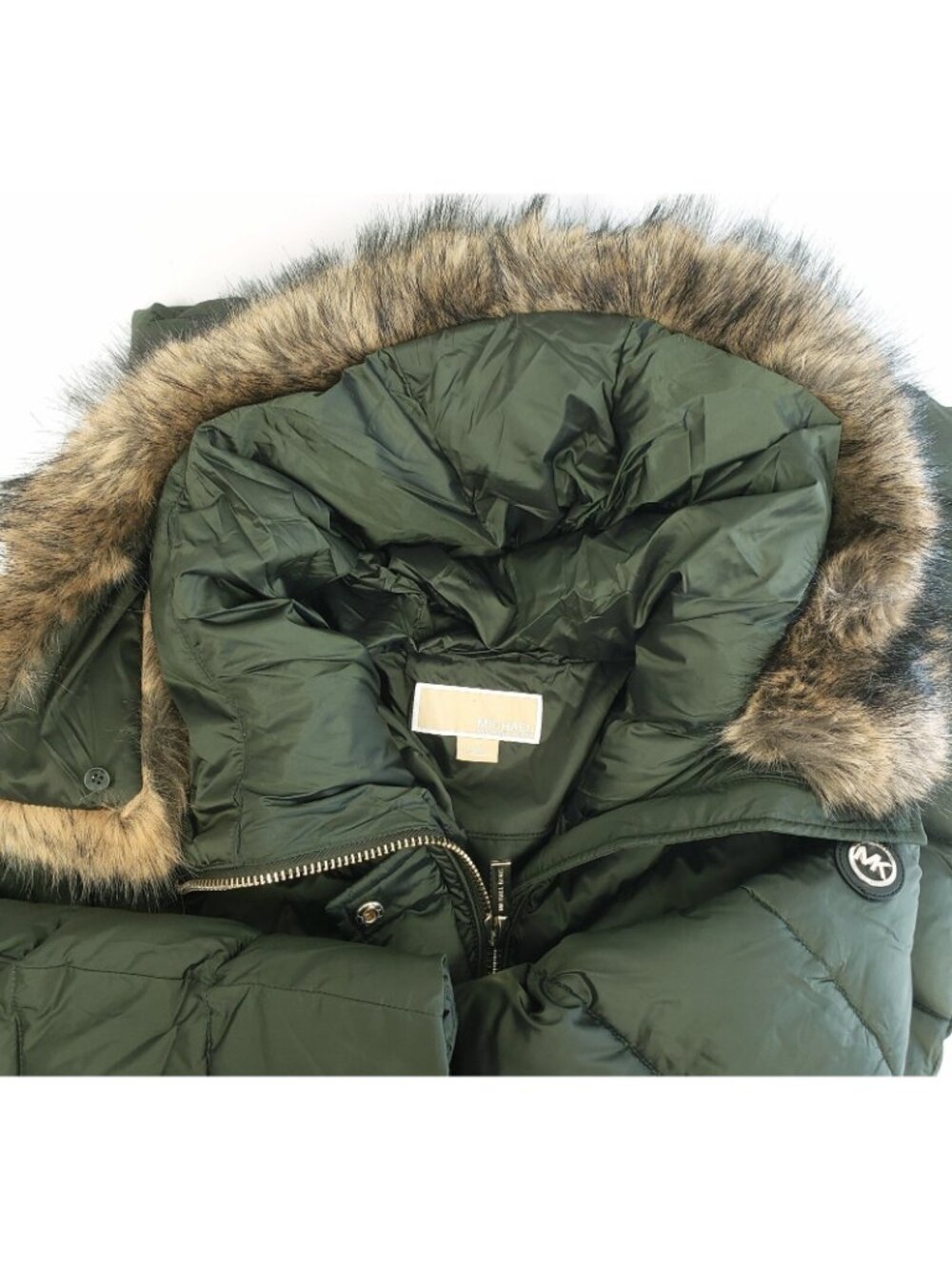 Michael Kors Women's Hooded Quilted Puffer Jacket Coat in Olive Size XS - Picture 2 of 3